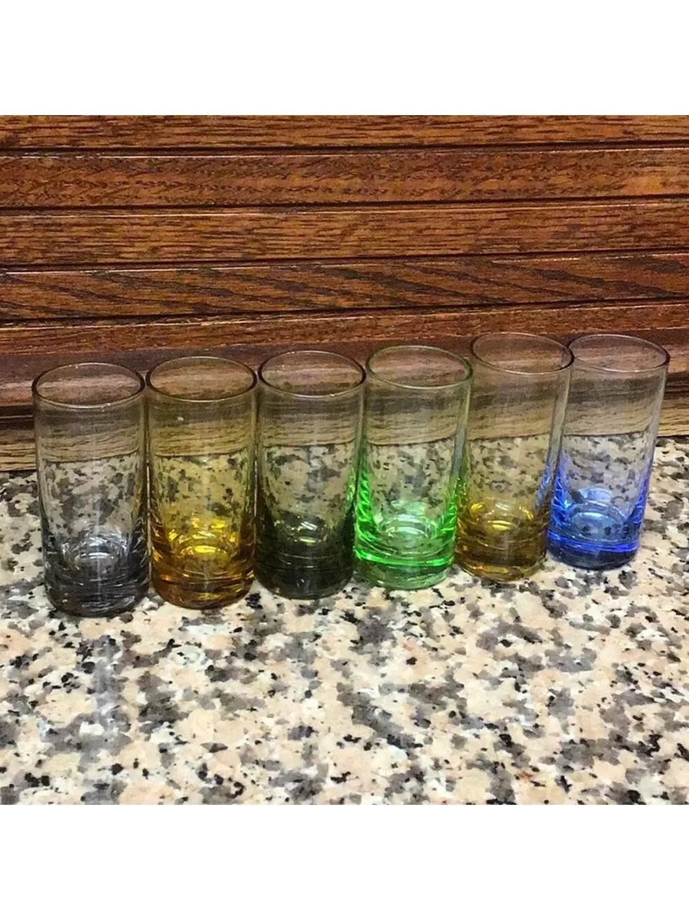 set of 6 colored MCM cordial shot glasses Aperitif - Picture 2 of 4